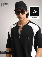 Colorblock Black Half Sleeve T-Shirt