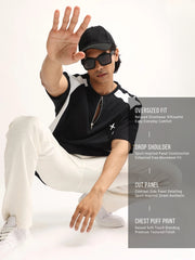 Colorblock Black Half Sleeve T-Shirt