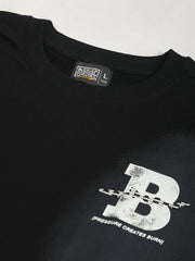 B Print Black Half Sleeve T-Shirt