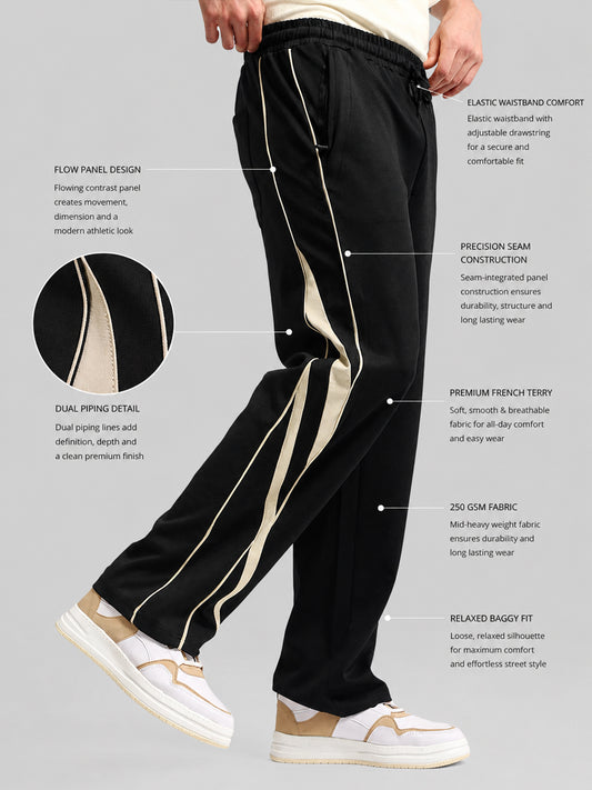 Athletic Tape Black Baggy Fit Trackpant
