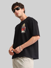 Octopus print Black Half Sleeve T-Shirt