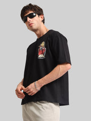 Octobus print Black Half Sleeve T-Shirt