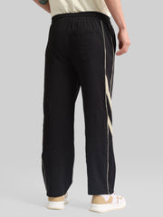 Athletic Tape Black Baggy Fit Trackpant