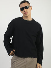 Black Raw Edges Full Sleeve T-Shirt