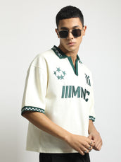 Cream MNC Cream Boxy Half Sleeve Polo T-Shirt