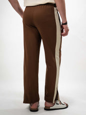 Brown bootcut zipper track pants for men - view 4