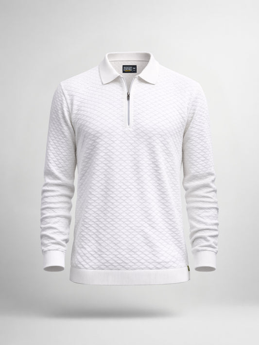 Imperial White Full Sleeve Polo T-Shirt