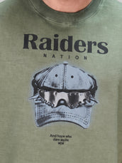 AcidWash Raider Olive Half Sleeve T-Shirt