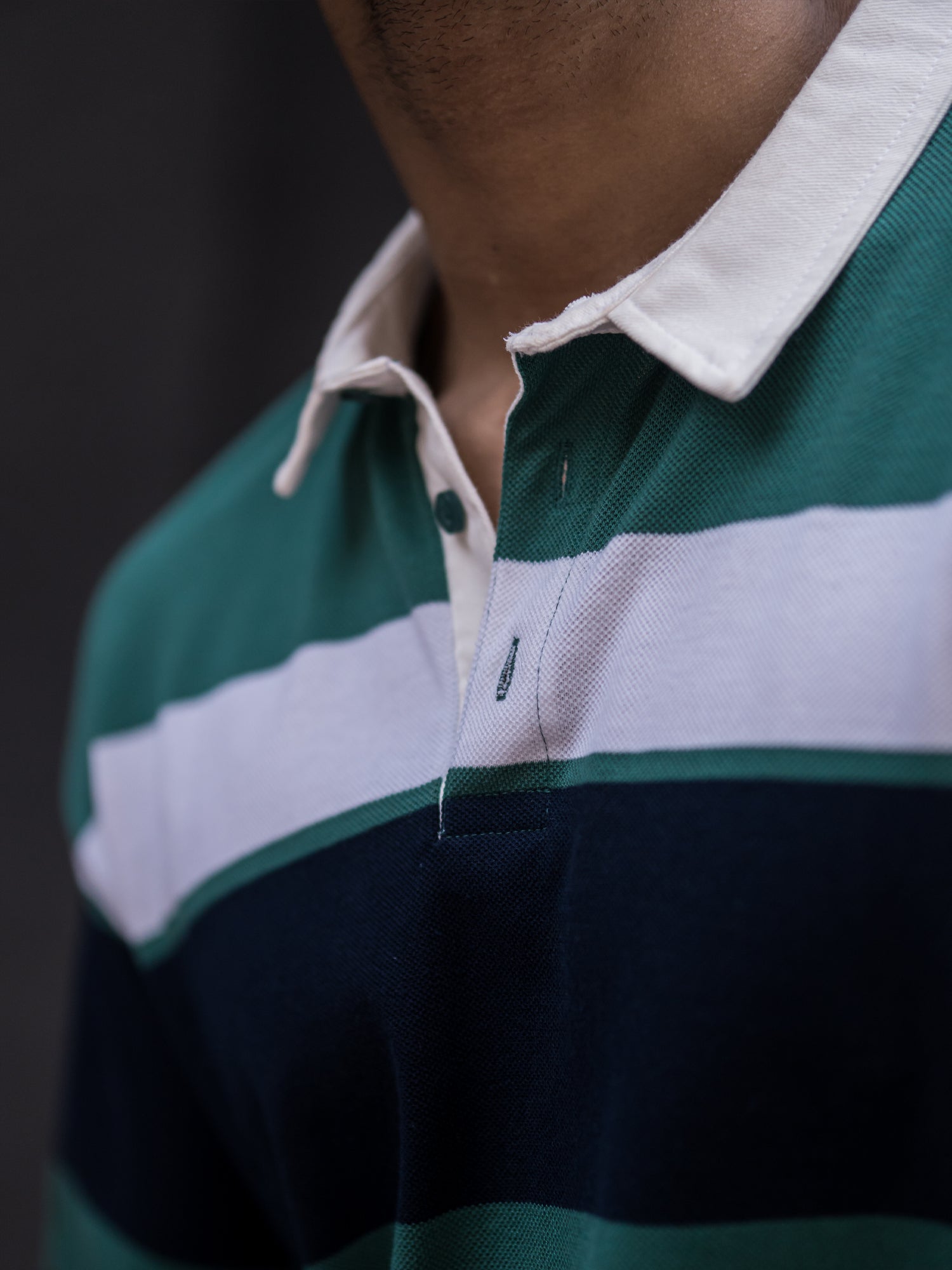 Auto Striped Green Navy Polo T-Shirt