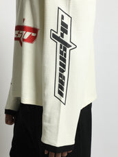 Newslur Cream, Red Waflle Full Sleeve Boxy T-Shirt