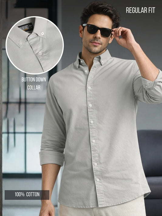 Oxford Silver Grey Full Sleeve Shirt