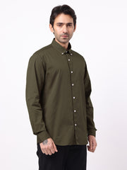 Soft Twill Olive Full Sleeve Shirt