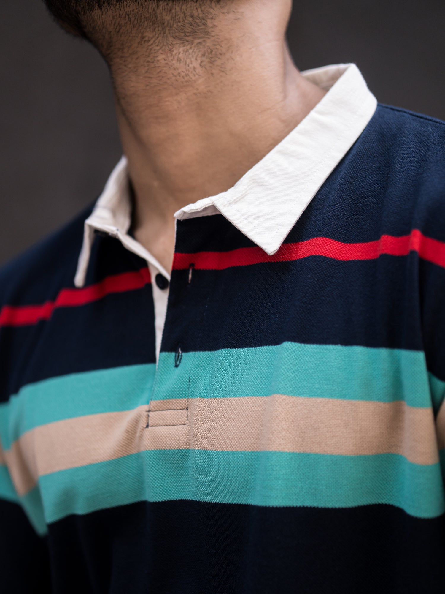 Auto Striped Navy Red Polo T-Shirt