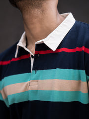 Auto Striped Navy Red Polo T-Shirt