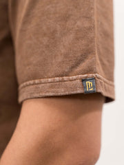 Washed Brooklyn Brown Half Sleeve Polo T-Shirt