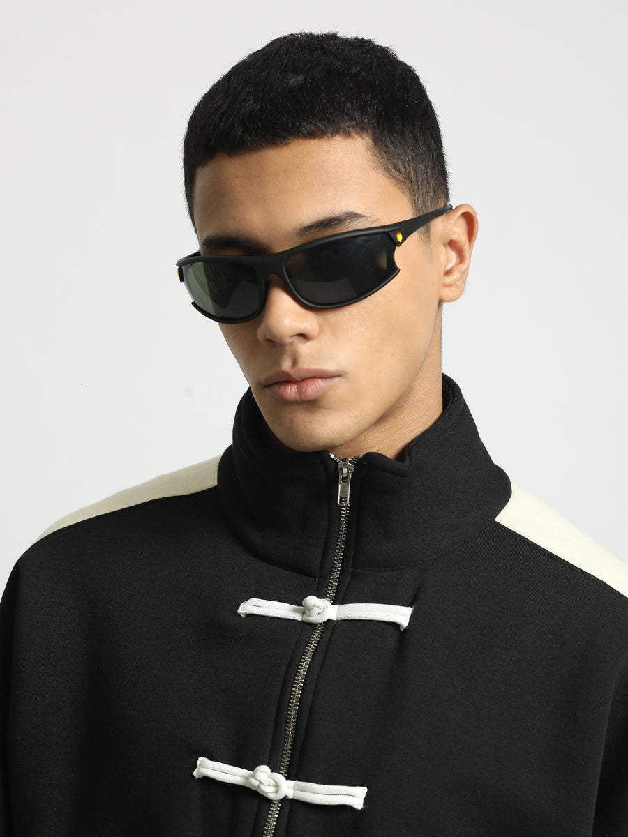 Frog Fastening Black Full Sleeve Sweatshirt