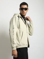 Dual Zipper Cream Full Sleeve Sweatshirt