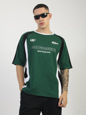 Bottle Green, White Dallas Half Sleeve T-Shirt