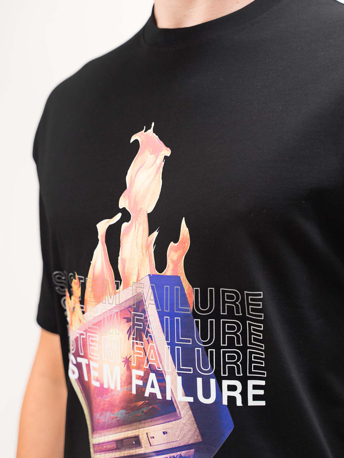 Purple half sleeve black fire t-shirt for men - view 4