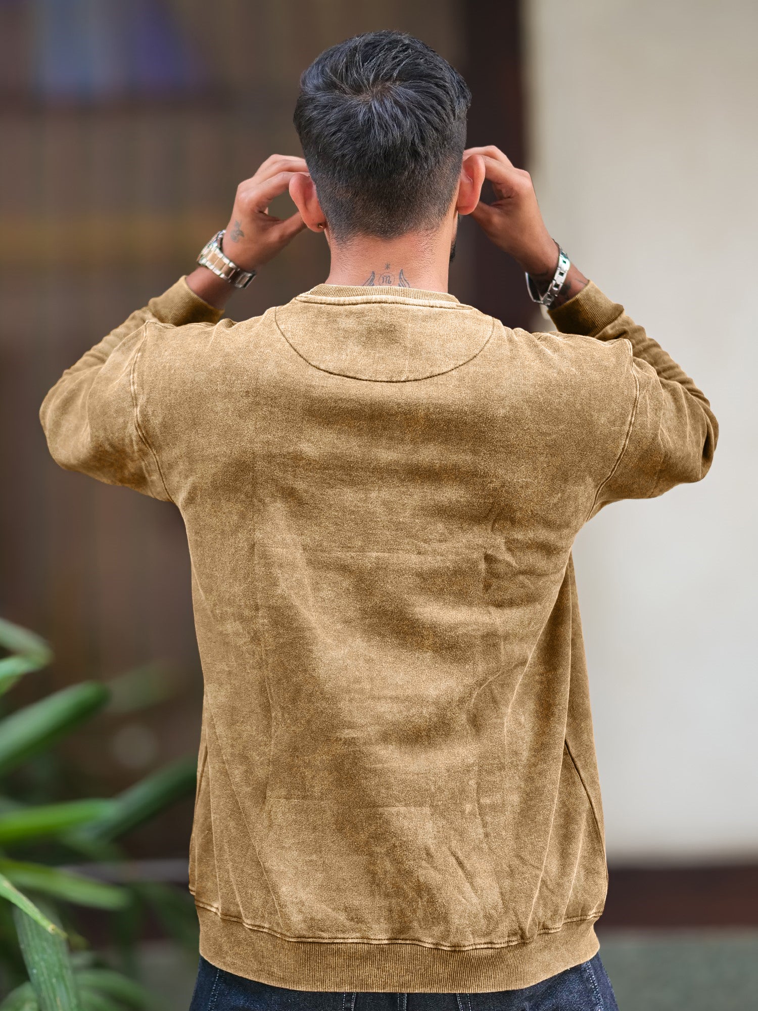 Rugged Acid Wash Brown Sweatshirt