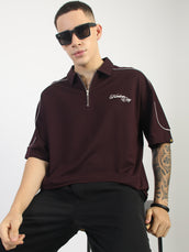 Burgundy Freedom City Half Sleeve Polo T-Shirt