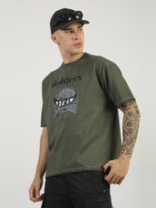 AcidWash Raider Olive Half Sleeve T-Shirt