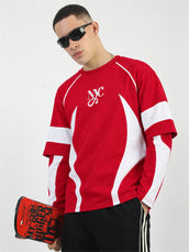 Colorblock Nyc Red Doctor Sleeve T-Shirt