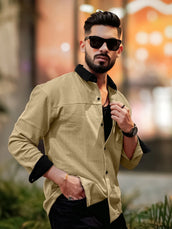 Brooklyn Knit Beige Full Sleeve Shirt