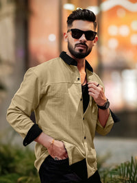 Brooklyn Knit Beige Full Sleeve Shirt