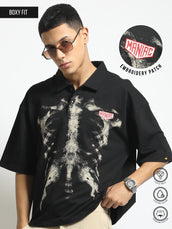 Black Skeleton Half Sleeve T-Shirt