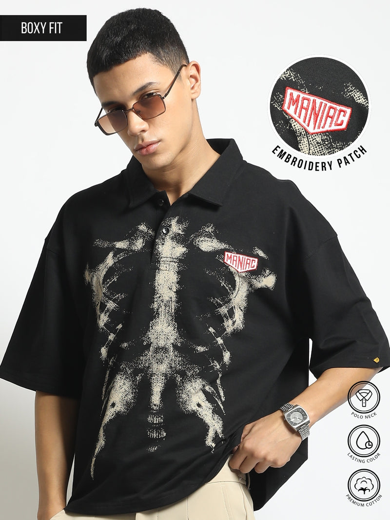 Black Skeleton Half Sleeve T-Shirt