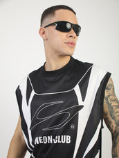 Neon Club Mesh Black Sleeveless T-Shirt