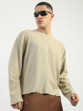 Biscuit Raw Edges Full Sleeve T-Shirt