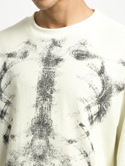 Cream Skeleton Full Sleeve T-Shirt
