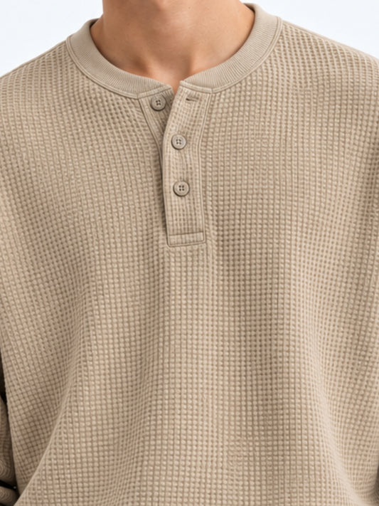 Biscuit Solid Waffle Texture T-Shirt