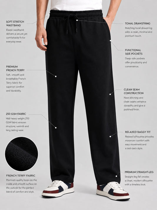 Canvas Baggy Fit Black Track Pant