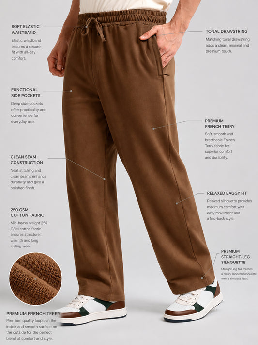 Canvas Baggy Fit Brown Track Pant