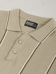Biscuit Milan Estate Flat-Knit Half Sleeve Polo T-Shirt