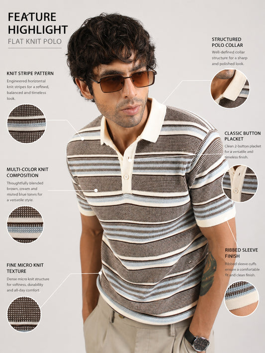 Brown Signal Half Sleeve Polo T-Shirt