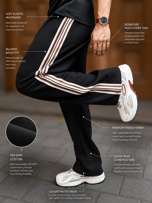 Tri-Color Black Trackpant