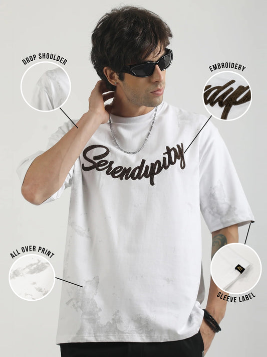 Serendipity White Half Sleeve T-Shirt