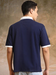 Young Navy Half Zipper Polo Half Sleeve T-Shirt