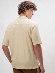 Marble Grid Cream Half Sleeve Shirt