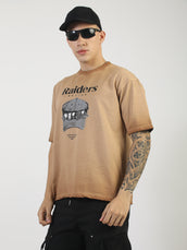 AcidWash Raider Mustard Half Sleeve T-Shirt