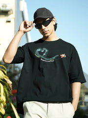 Embroidery Jet Black Half Sleeve T-Shirt