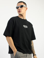 Gothic Newyork Half Sleeve Black Boxy T-Shirt