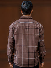 Embroidery Checks Brown Full Sleeve Shirt