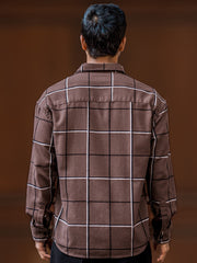 Embroidery Checks Brown Shirt