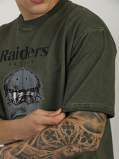 AcidWash Raider Olive Half Sleeve T-Shirt