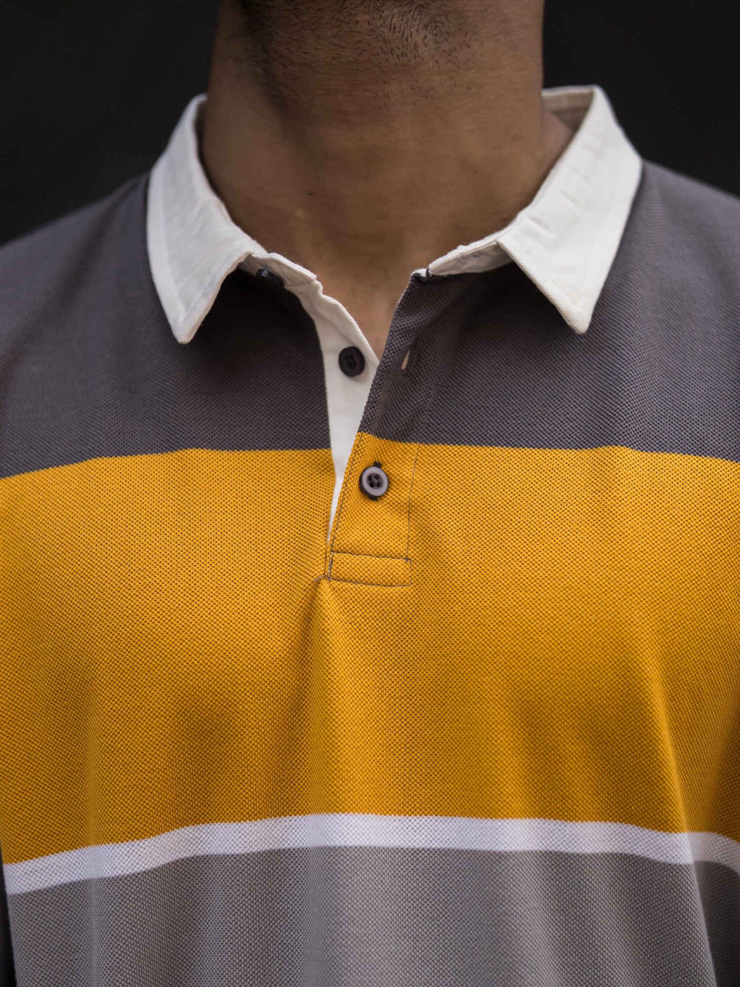 Auto Striped Grey Yellow Polo T-Shirt